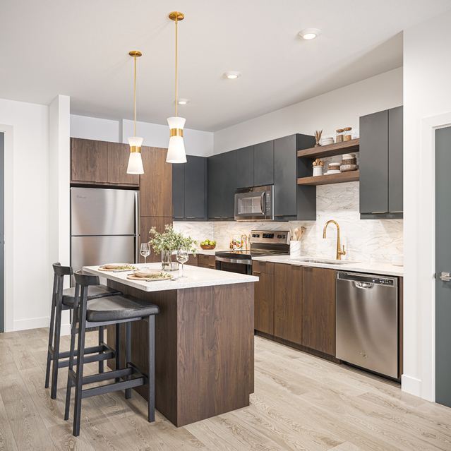 Bourbon design scheme kitchen at The Edley in Atlanta GA