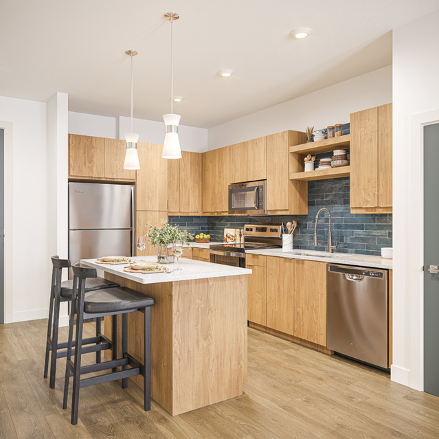 Honey design scheme kitchen at The Edley in Atlanta GA